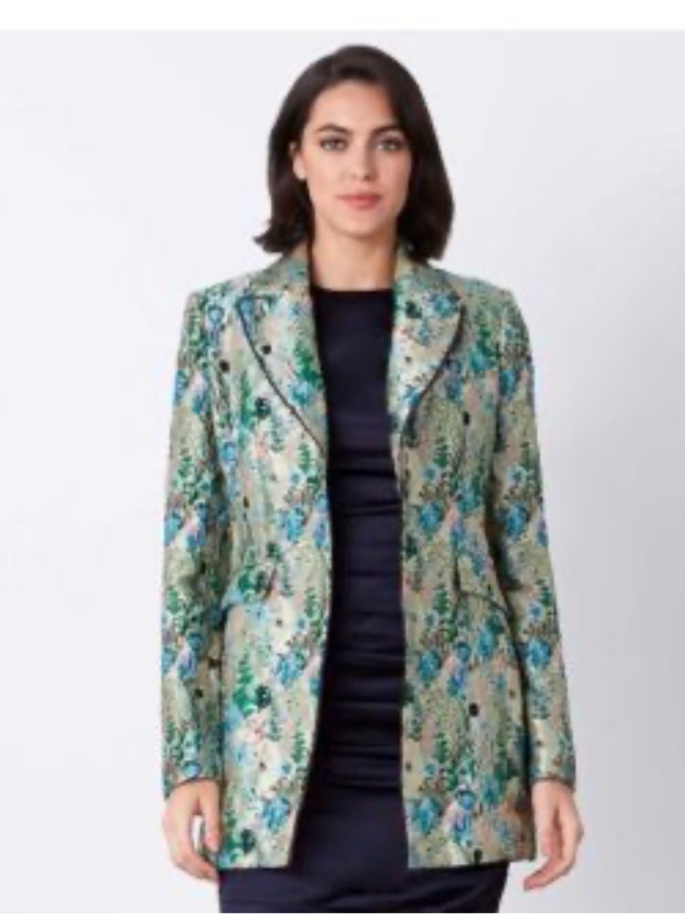 Etcetera Green Multi Floral Brocade Blazer Jacket